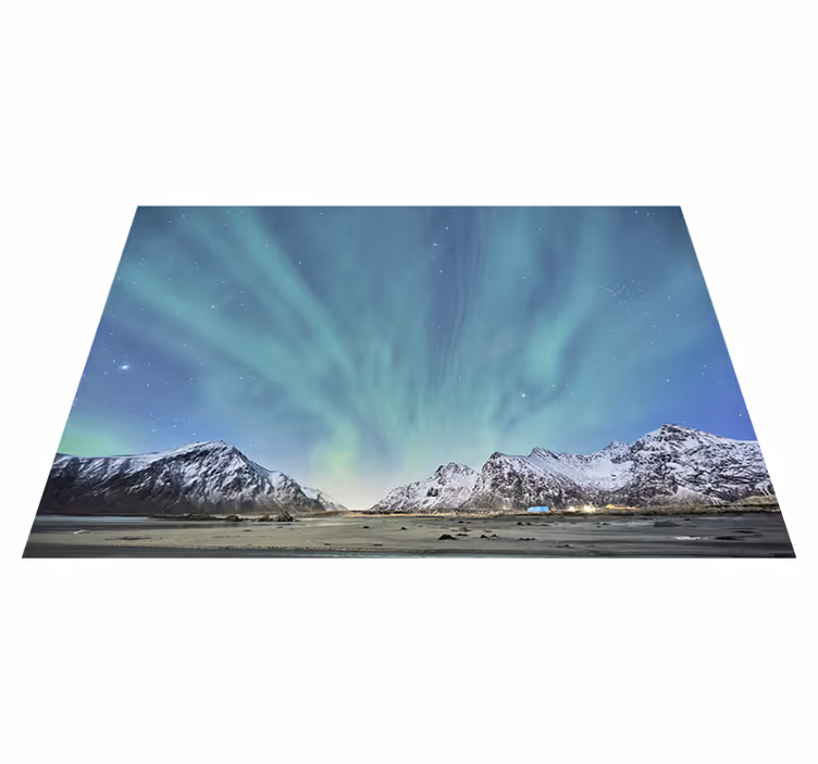 Alfombra vinílica dormitorio Luz de la aurora en las montañas - TenVinilo