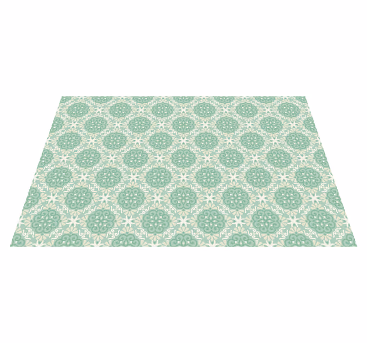 Alfombra vinílica hidráulica patrón verde intrincado - TenVinilo
