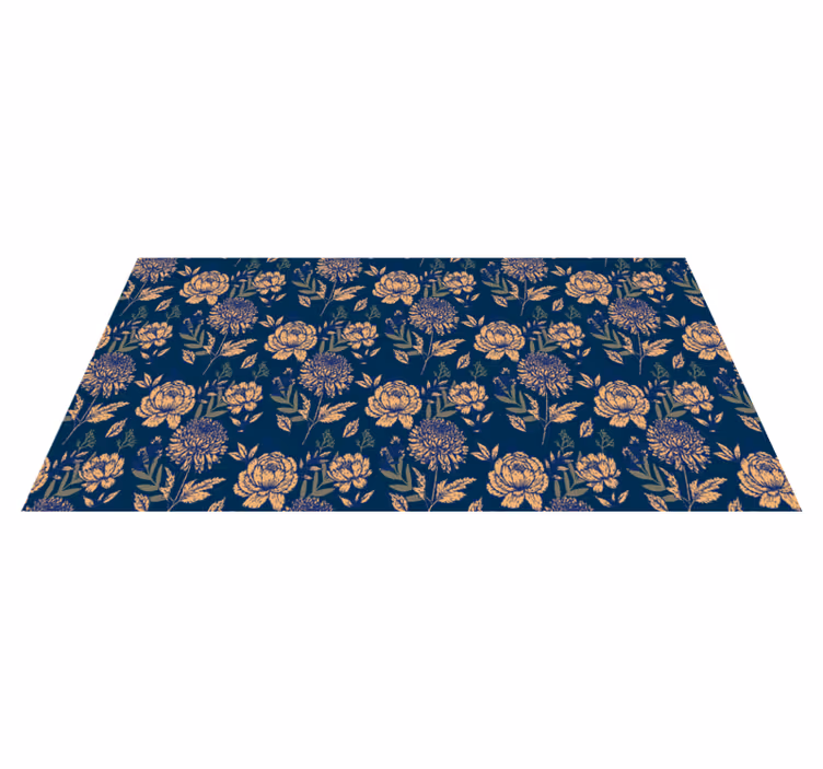 Alfombra vinílica flores delicado estampado azul - TenVinilo