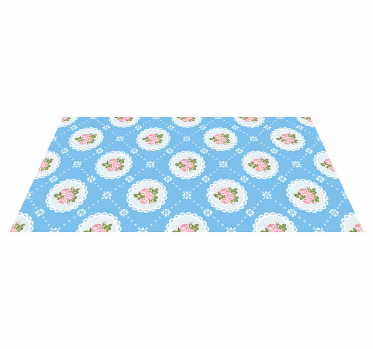 Alfombra vinilo azul patrón shabby chic - TenVinilo