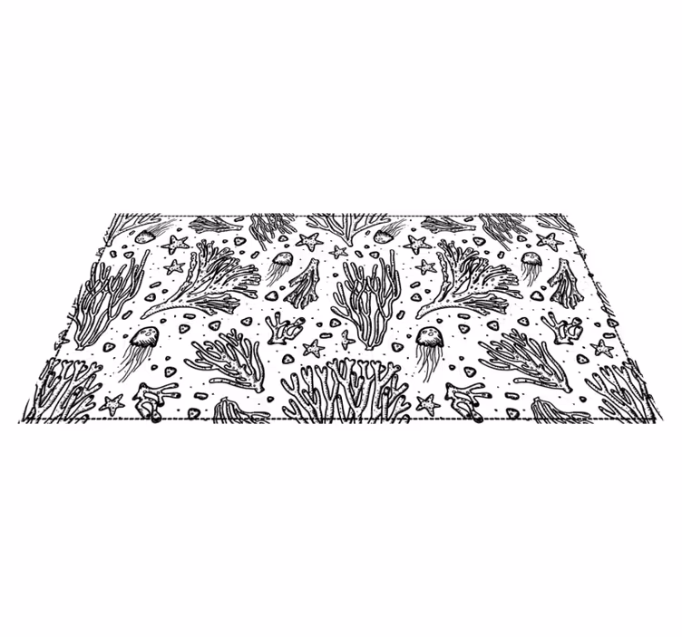 Alfombra vinílica de animales motivo del océano monocromo - TenVinilo