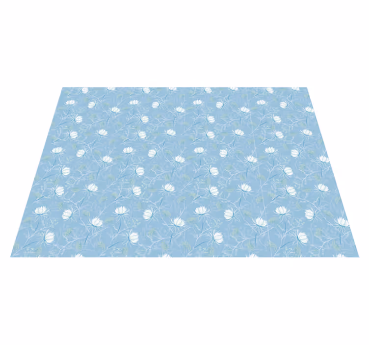 Alfombra vinílica azul motivo de hoja botánica - TenVinilo