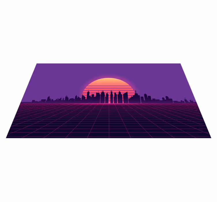 Alfombra vinílica moderna cuadrícula de puesta de sol retro - TenVinilo