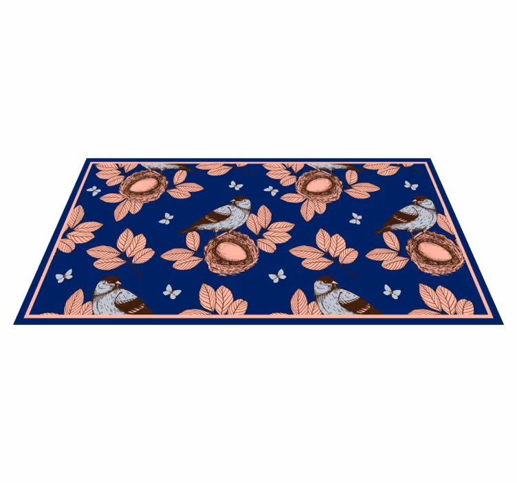 Alfombra vinílica de animales motivo botánico nido de aves - TenVinilo