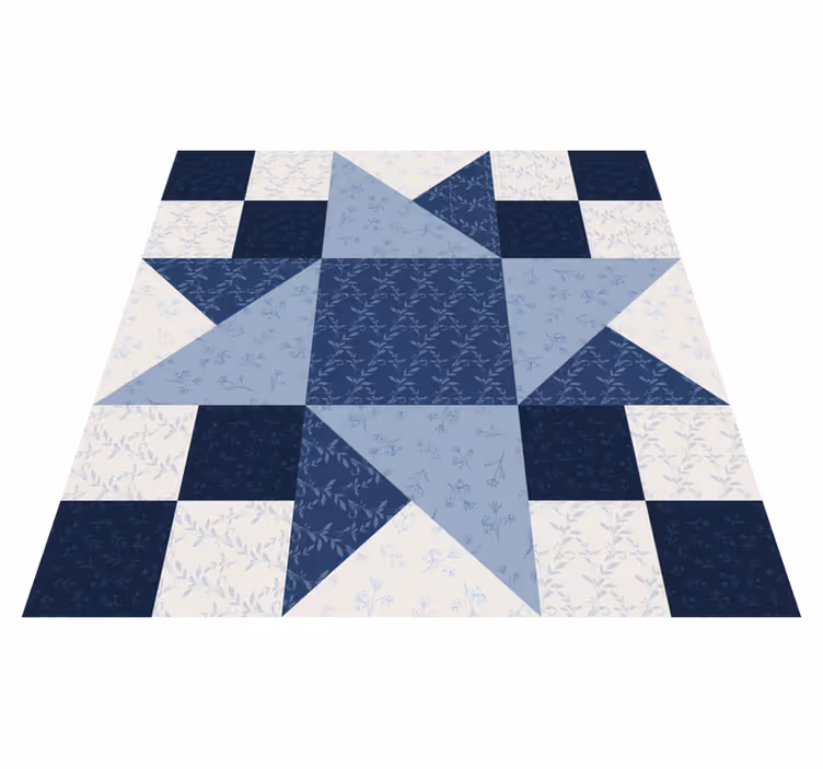 Alfombra de vinilo geométrica Diseño de triángulo de estrella azu - TenVinilo