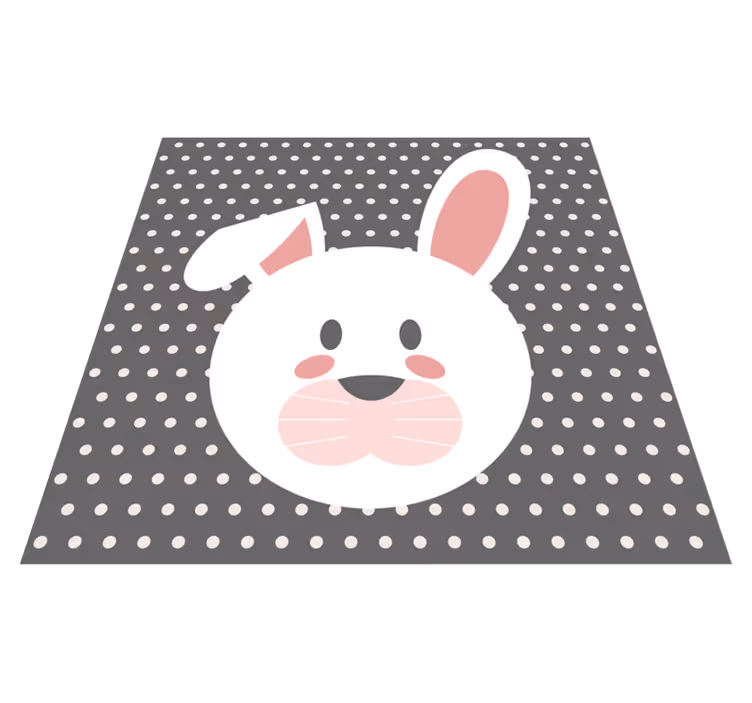 Alfombra vinílica bebé Conejo blanco fondo gris - TenVinilo
