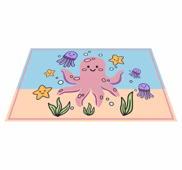 Alfombra vinílica infantil ilustración de amigos del océano - TenVinilo