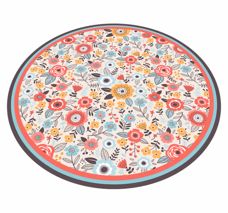 Alfombra vinílica flores diseño circular floral - TenVinilo