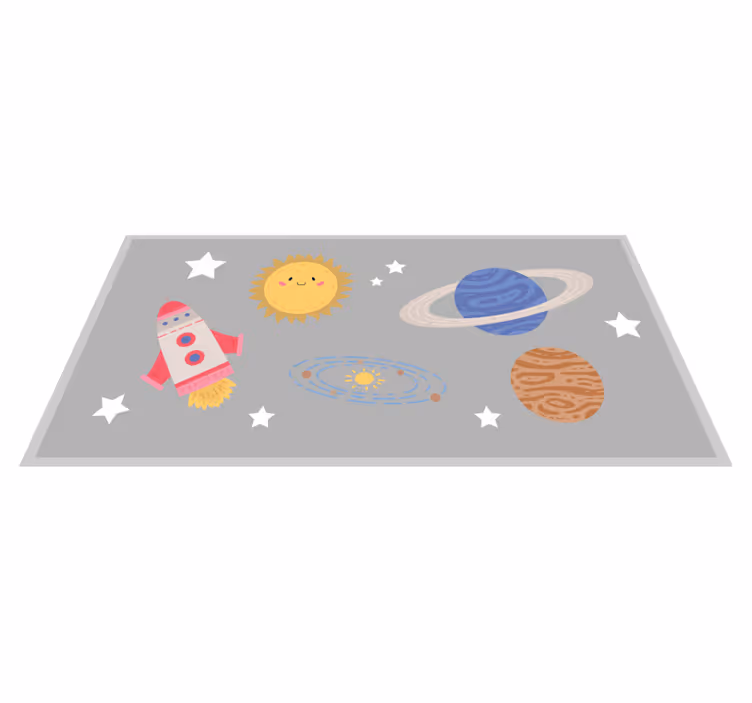 Alfombra vinílica infantil tema de aventura espacial - TenVinilo