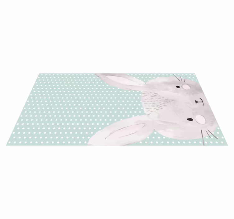 Aflombra vinílica animales Conejito blanco punteado - TenVinilo