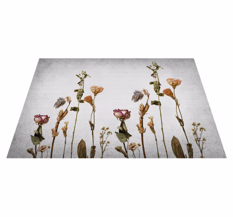 Alfombra vinílica flores imágenes botánicas - TenVinilo