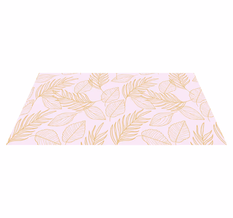 Alfombra vinílica flores con diseño de hojas doradas - TenVinilo