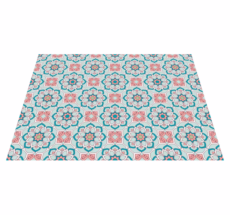 Alfombra vinílica flores con efecto de baldosas - TenVinilo