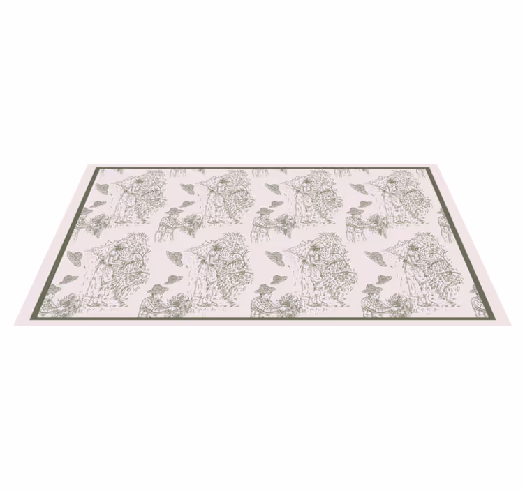 Alfombra vinílica vintage bosquejo monocromo de la selva - TenVinilo