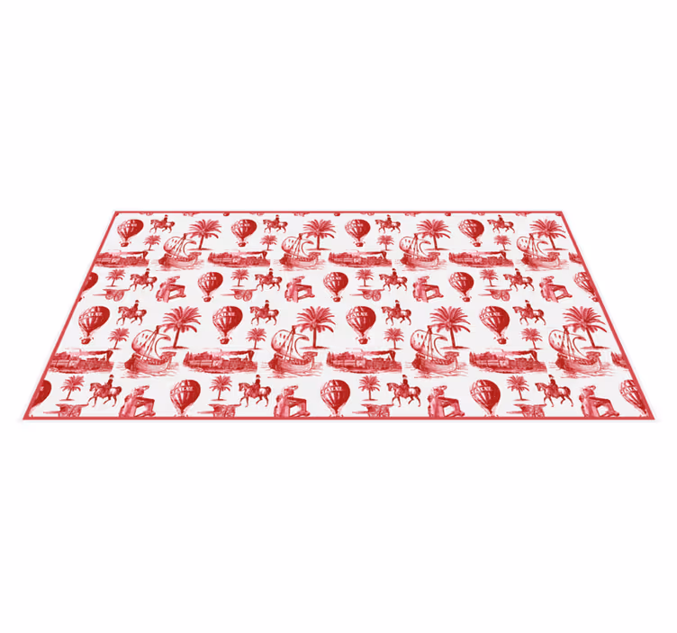 Alfombra vinílica vintage ilustraciones de animales rojos - TenVinilo