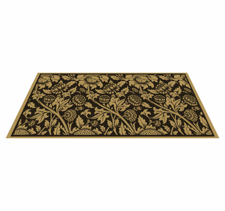 Alfombra vinilo flores patrón botánico de acento - TenVinilo