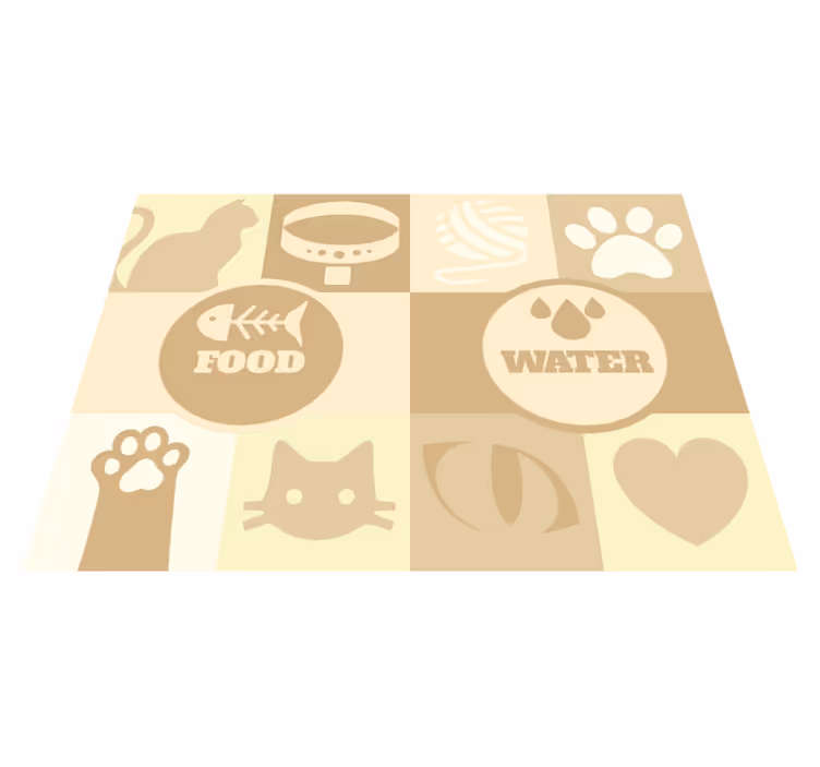 Aflombra vinílica animales Agua y comida para gatos - TenVinilo