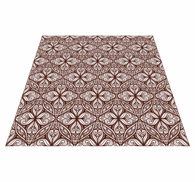 Alfombra de vinilo vintage patrón floral marrón - TenVinilo
