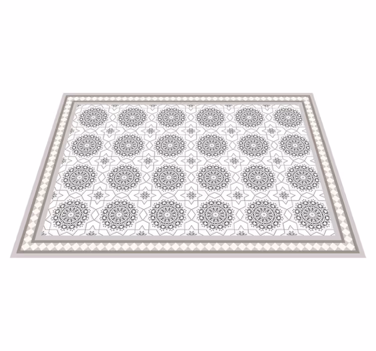 Alfombra vinílica comedor diseño marroquí gris claro - TenVinilo