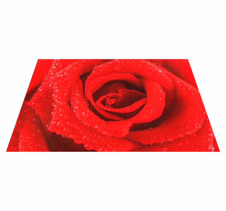 Alfombra vinílica roja flor rosa - TenVinilo