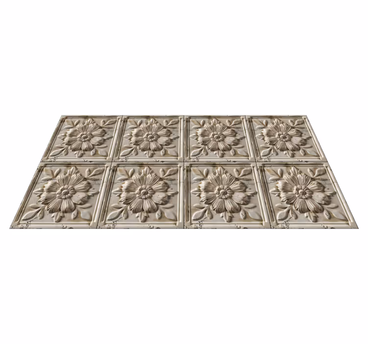 Alfombra vinílica beige azulejos antiguos - TenVinilo
