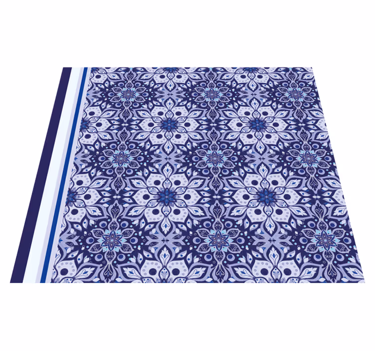 Alfombra vinílica azul diseño floral antiguo - TenVinilo