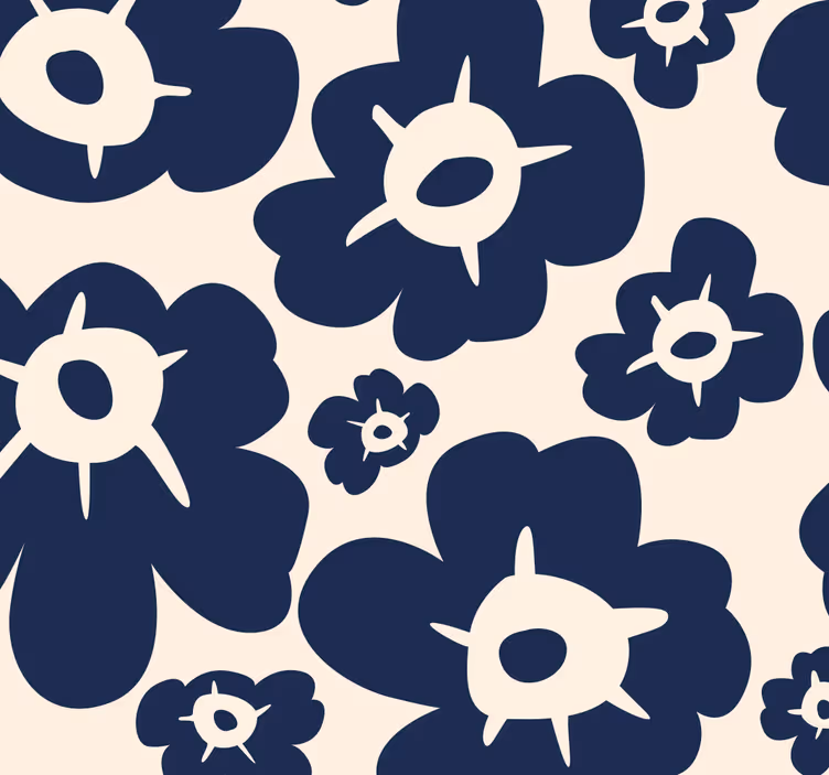 Papel tapiz flores amapola azul oscuro - TenVinilo