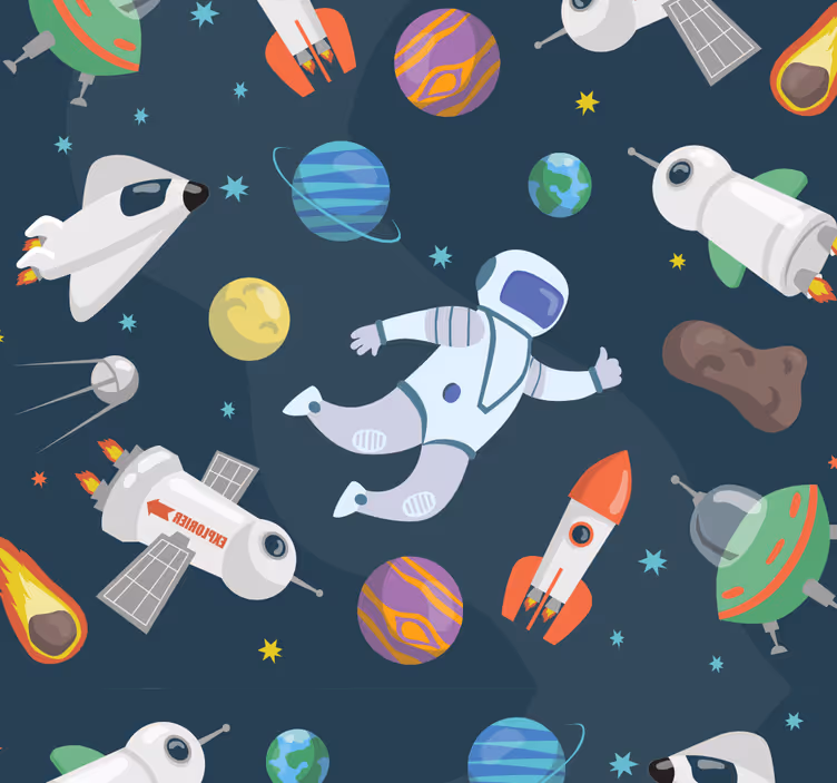 Papel tapiz infantil aventura espacial - TenVinilo