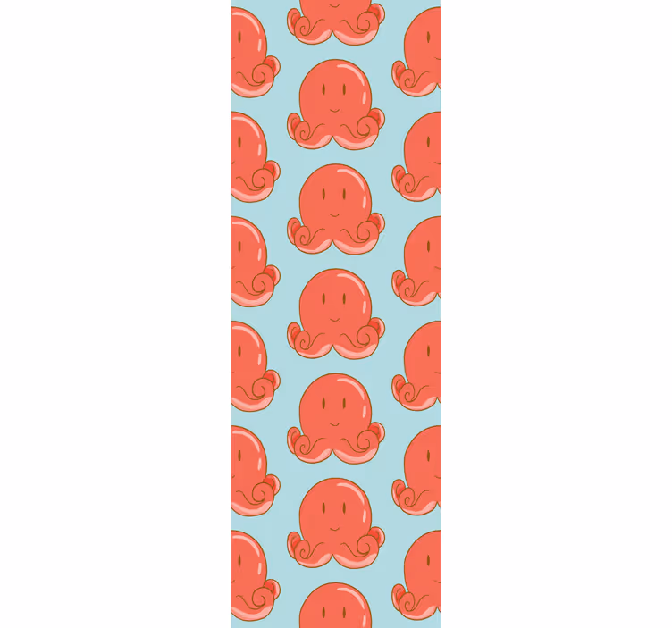Papel tapiz animales diseño de pulpo rojo - TenVinilo