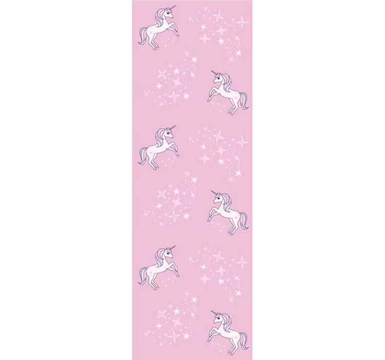 Papel tapiz infantil unicornios rosados estrellados - TenVinilo