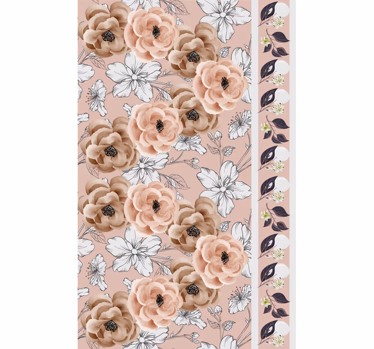 Papel tapiz flores elegante arreglo beige - TenVinilo