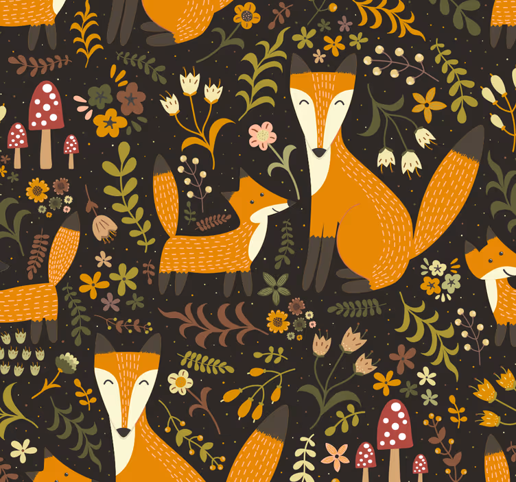Papel tapiz animales zorros nórdicos - TenVinilo
