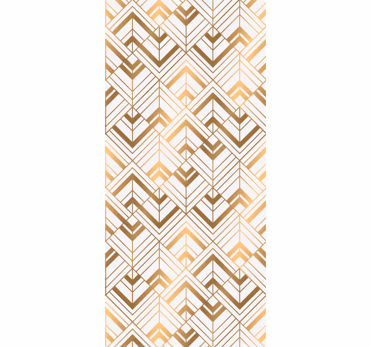 Papel tapiz geométrico elegante motivo blanco y dorado - TenVinilo