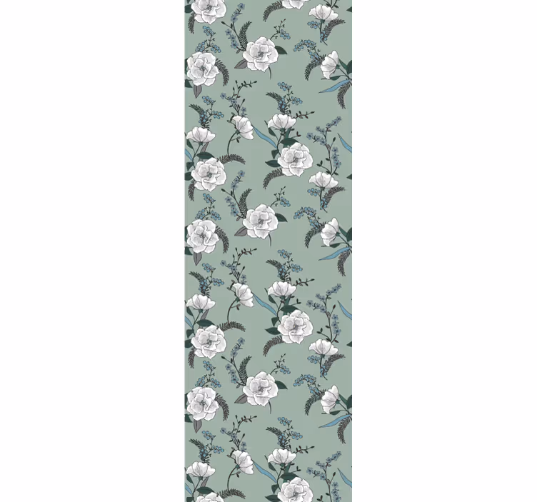Papel tapiz flores elegante motivo de flor verde - TenVinilo