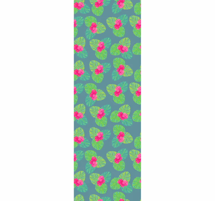 Papel tapiz flores hojas exóticas en flor - TenVinilo