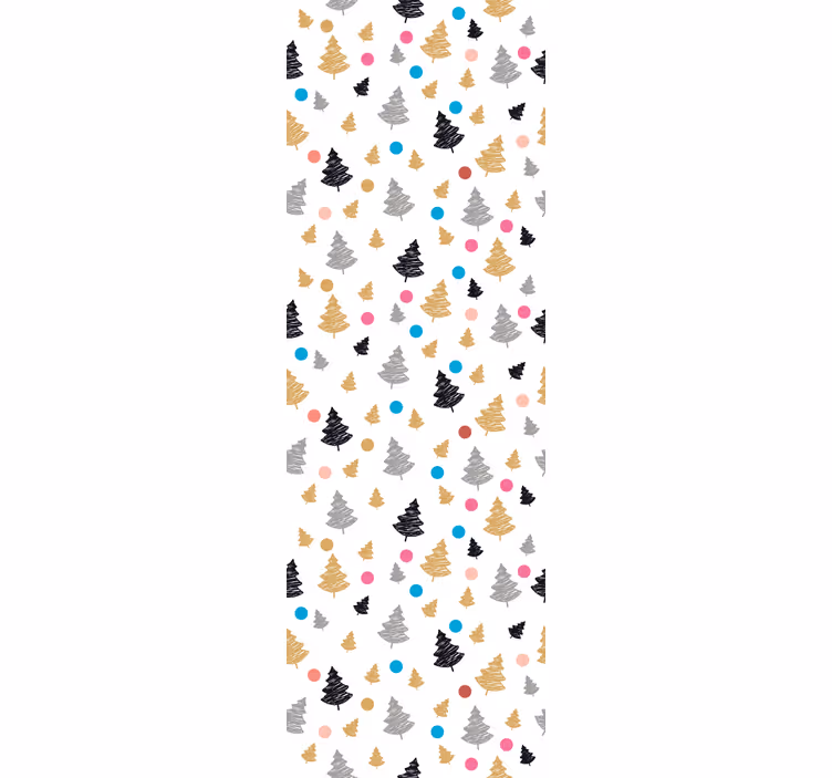 Papel tapiz árboles patrón de pino colorido - TenVinilo
