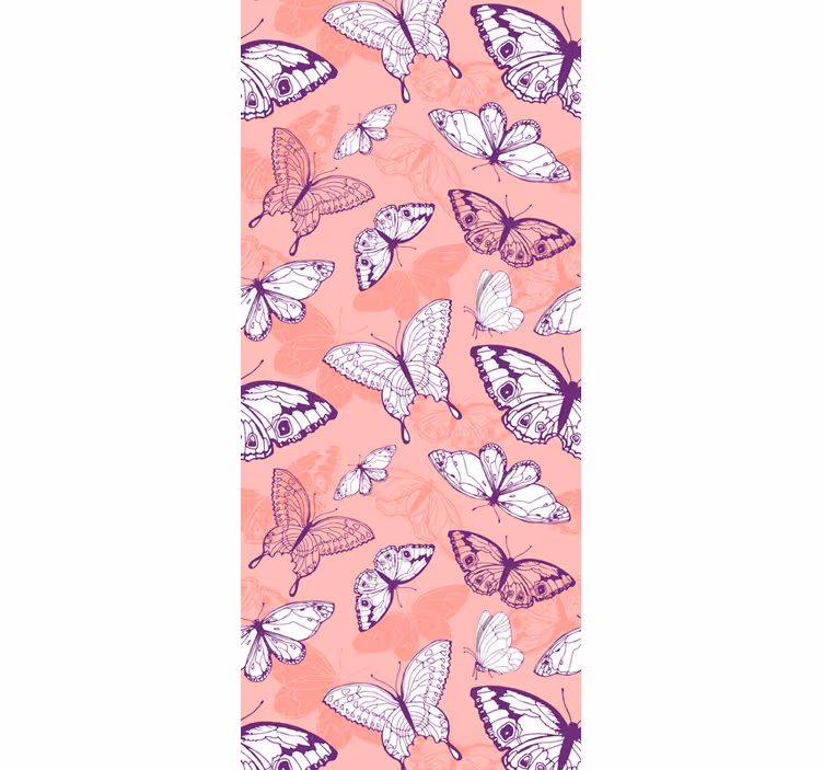 Papel tapiz mariposas motivo rosa volador - TenVinilo