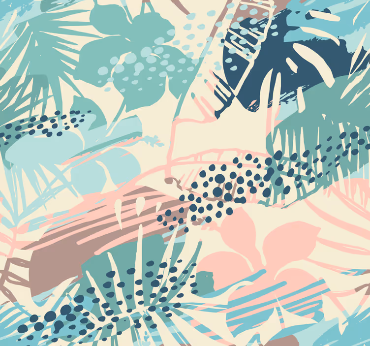Papel tapiz selva diseño de hojas exóticas - TenVinilo