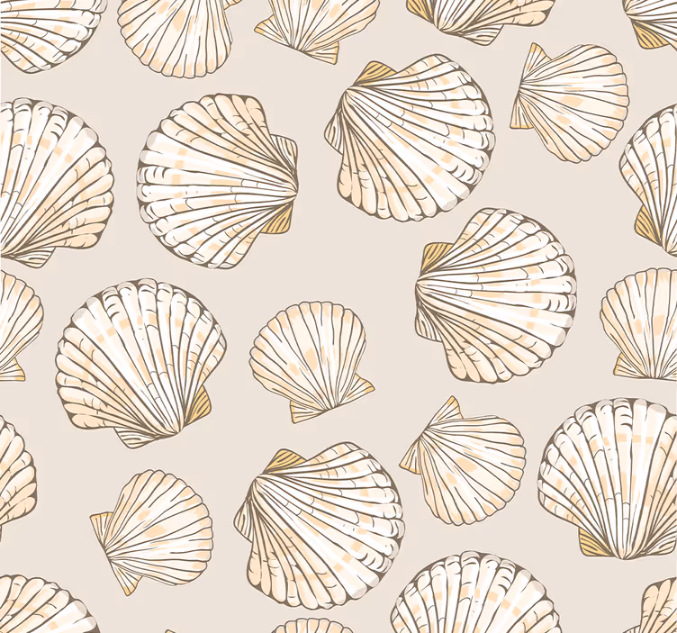 Papel tapiz animales conchas beige en movimiento - TenVinilo
