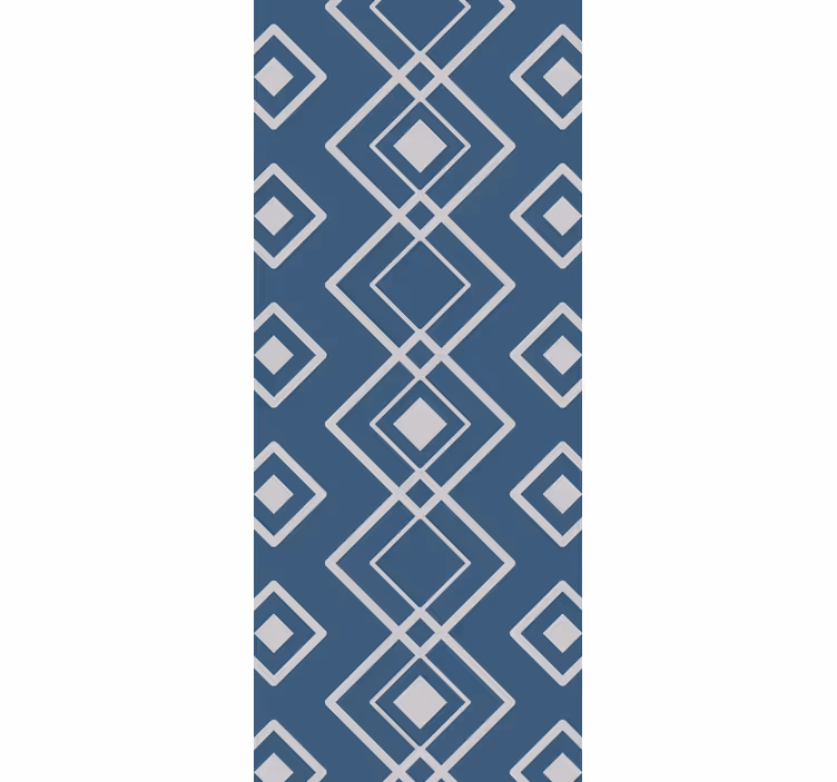 Papel tapiz geométrico cuadrícula azul diamante - TenVinilo