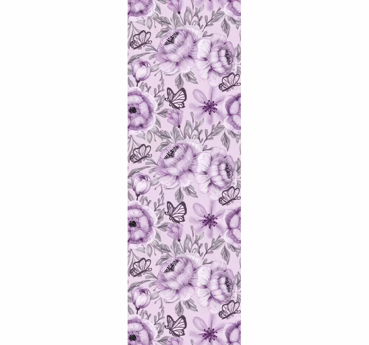Papel tapiz flores arreglo de mariposas florales - TenVinilo