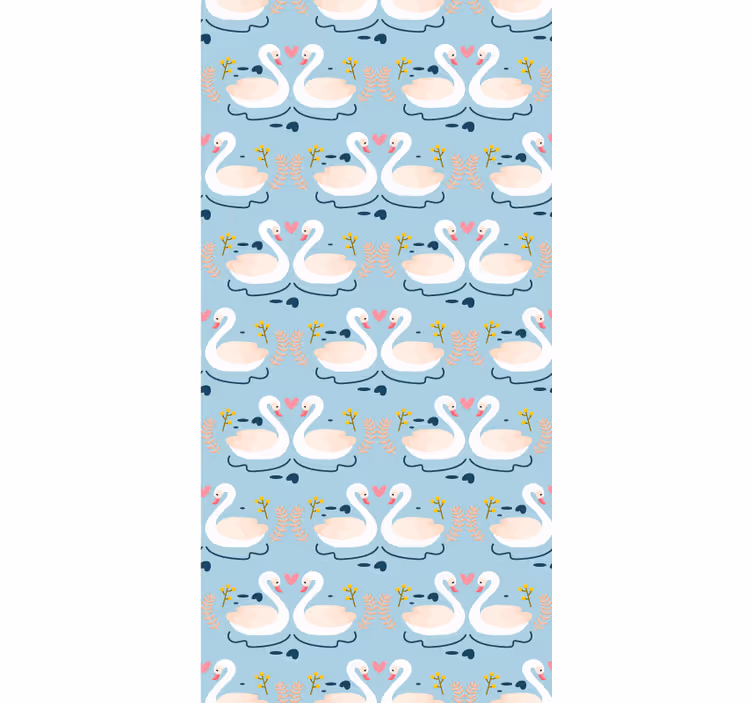 Papel tapiz naturaleza patrón de cisnes enamorados - TenVinilo