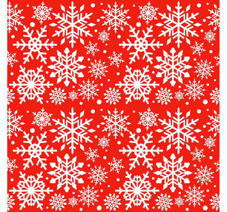 Papel tapiz navidad copos de nieve rojos - TenVinilo