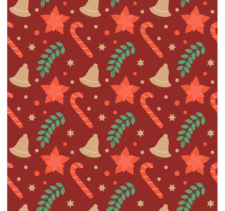 Papel tapiz navidad patrón de caramelos navideños - TenVinilo