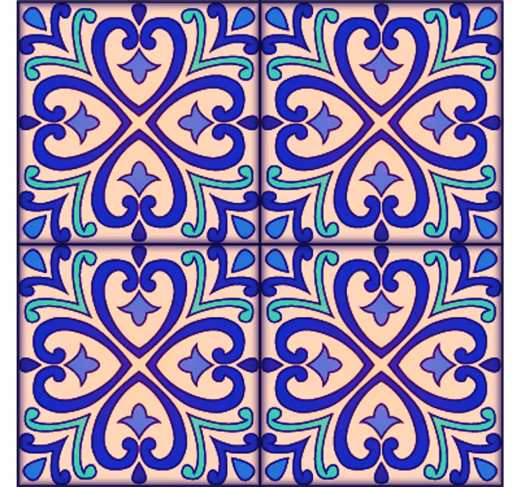 Papel tapiz azulejos flores de talavera - TenVinilo