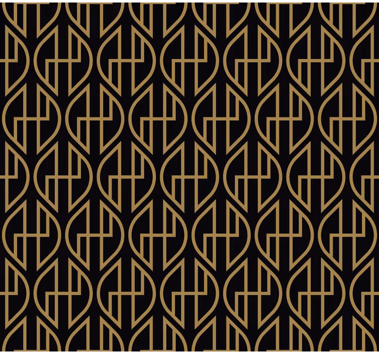 Papel tapiz para sala líneas negras y doradas - TenVinilo