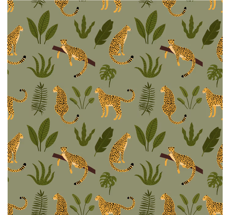Papel tapiz para recámara diseño leopardo jungla floral - TenVinilo