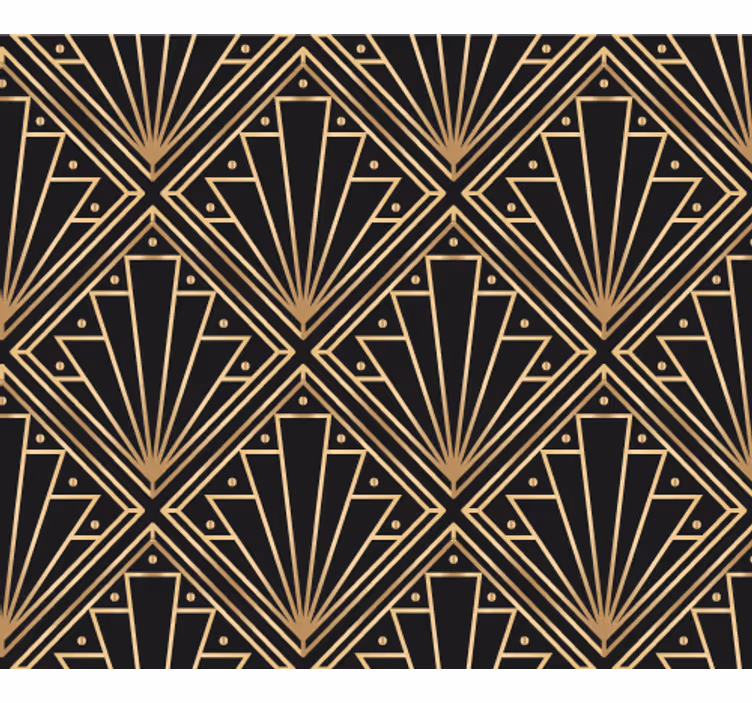 Papel tapiz textura patrón cuadrado dorado y negro - TenVinilo