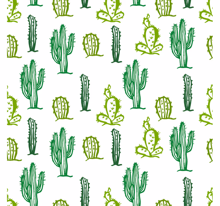 Papel tapiz para sala patrón cactus verde - TenVinilo