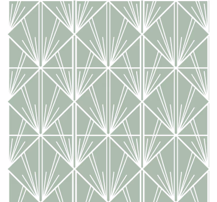 Papel tapiz para sala art déco verde y blanco - TenVinilo